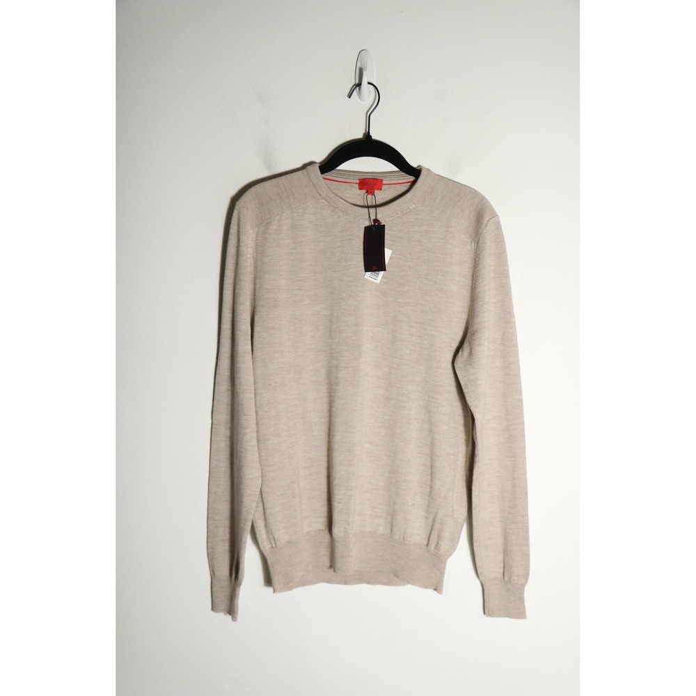 Isaia Mens Iconico Lightweight Crew Sweater Natural Beige M Wool Silk Cashmere